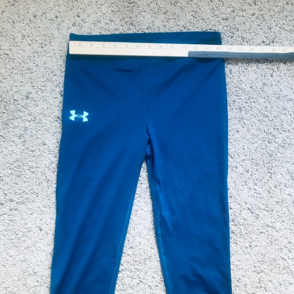 🌟2/$35 Sale🌟UA Under Armour Workout Capris Leggings Training Yoga Running Blue - Picture 7 of 8